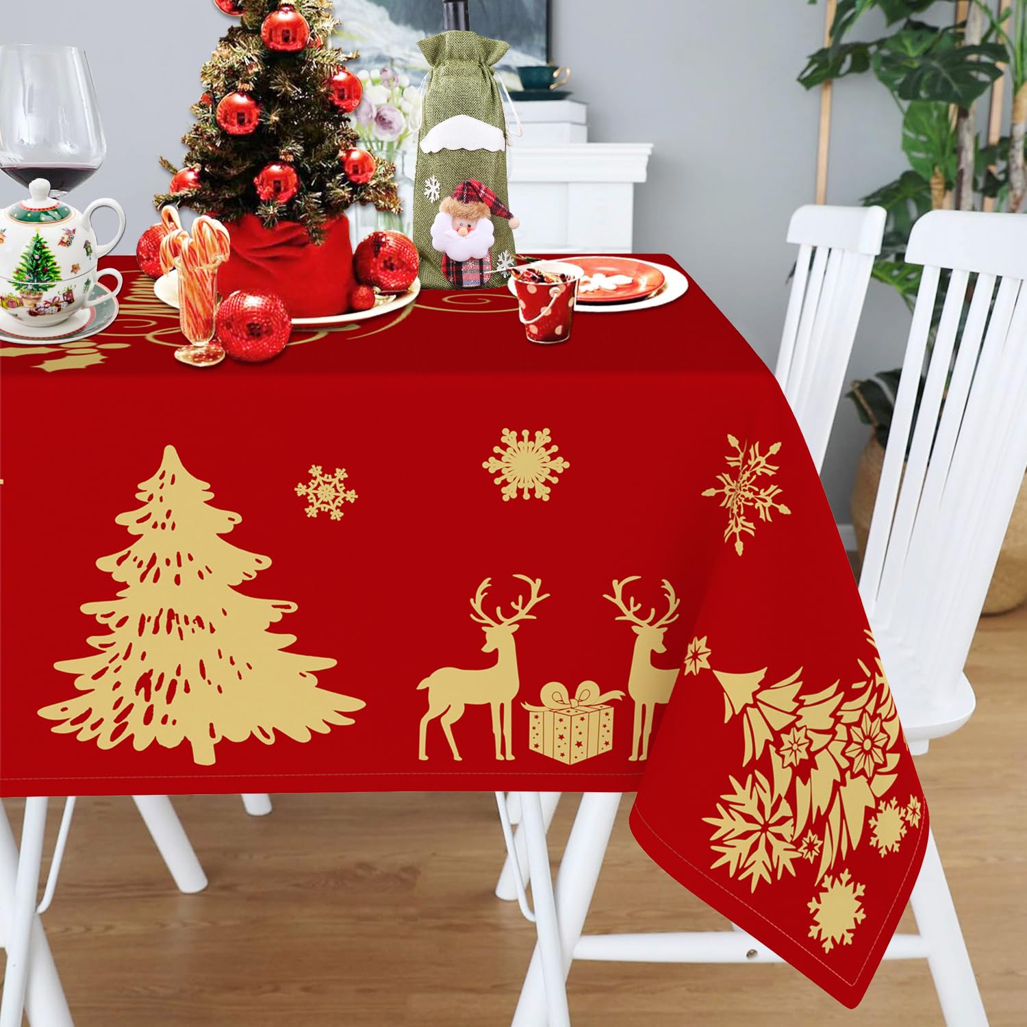 デコパージュꔛ‬ꕤインテリア雑貨♡折り畳みテーブル♡Xmasうさぎ♡ガーデン Amazon.com: Faptoena Christmas Square Tablecloth 60 x 60 inch Red